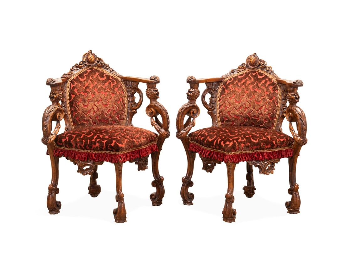 PAIR OF ROCOCO REVIVAL CORNER CHAIRS, L. 19TH C.