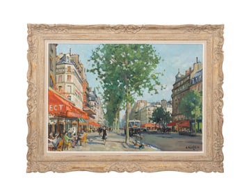 CONSTANTIN KLUGE, OIL ON CANVAS PARIS STREET SCENE
