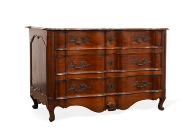 19TH C. ROCOCO STYLE 3-DRAWER WALNUT COMMODE