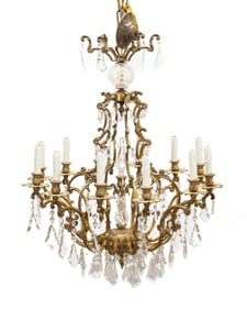 ROCOCO STYLE GILT BRONZE & CRYSTAL CHANDELIER