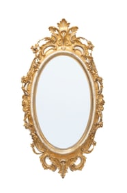 19TH C. ROCOCO REVIVAL OVAL GILTWOOD MIRROR