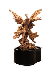 LARGE CARVED FIGURE OF ST. MICHAEL THE ARCHANGEL