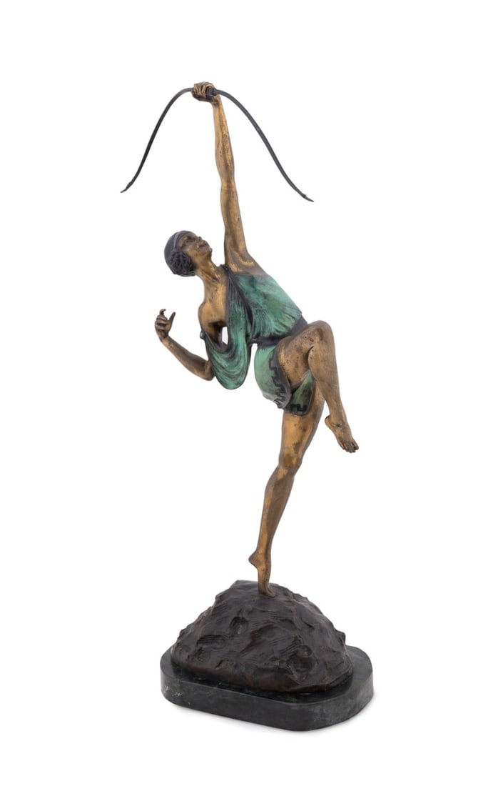 PIERRE LE FAGUAYS, "TIREUSE A L'ARC" BRONZE FIGURE (1 of 9)