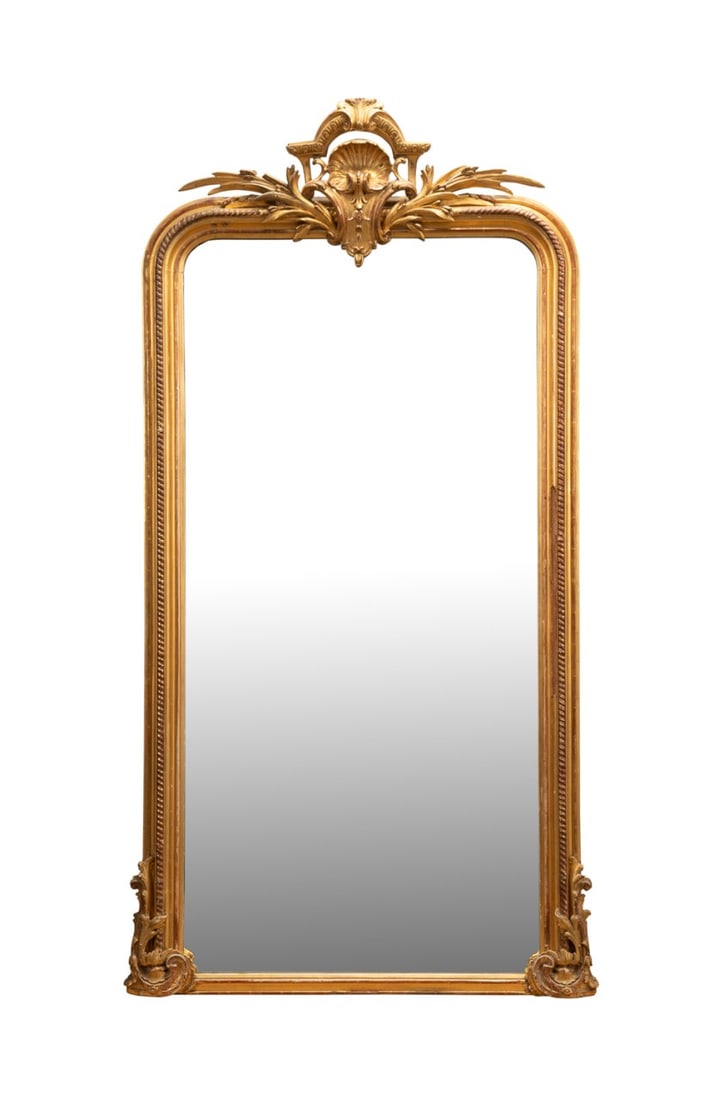 19TH C. LOUIS PHILIPPE SHELL CREST GILTWOOD MIRROR (1 of 3)