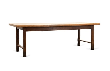 19TH / 20TH C. EUROPEAN RUSTIC OAK FARMHOUSE TABLE