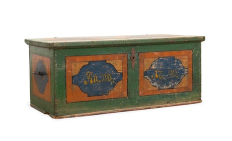 N. EUROPEAN POLYCHROME PAINTED CHEST, DATED '1790'