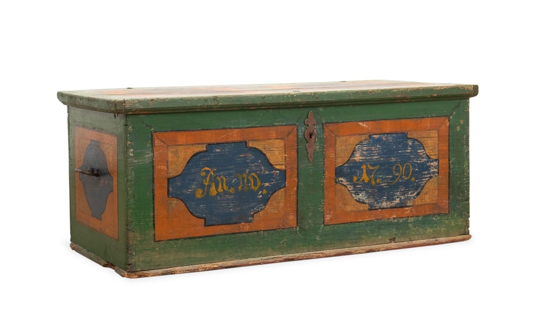 N. EUROPEAN POLYCHROME PAINTED CHEST, DATED '1790' (1 of 8)
