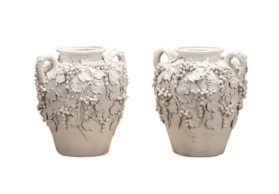 DOLFI OTELLO FOR COTTURA, PAIR OF GRAPEVINE URNS