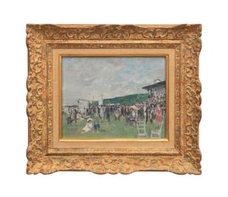 FRANCOIS GALL, FIGURAL AUTEUIL SCENE, SMALL OIL