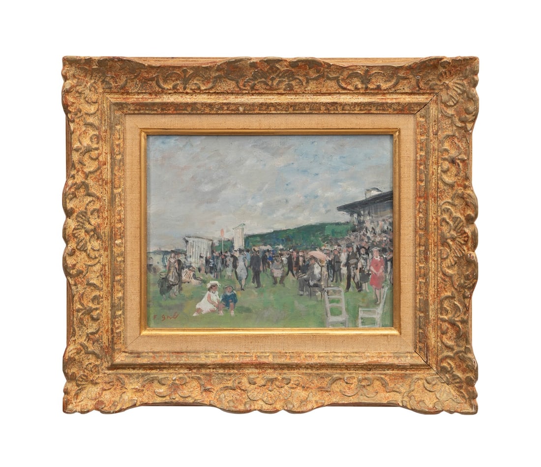 FRANCOIS GALL, FIGURAL AUTEUIL SCENE, SMALL OIL (1 of 5)