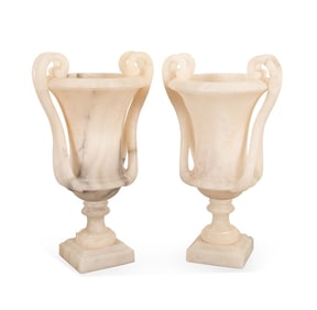 PAIR OF ITALIAN ALABASTER URN-FORM LAMPS