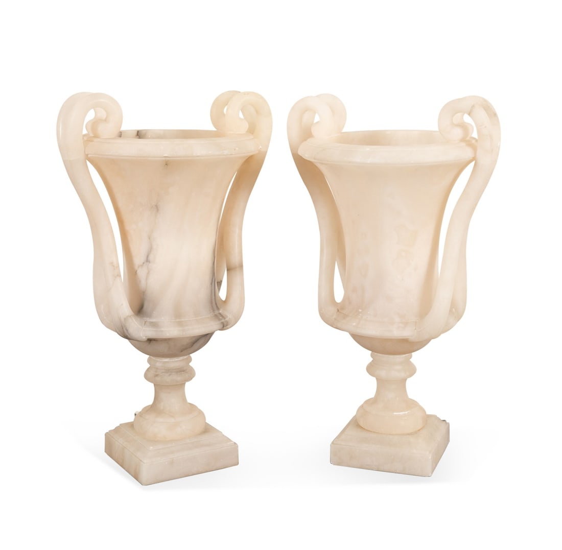 PAIR OF ITALIAN ALABASTER URN-FORM LAMPS (1 of 5)