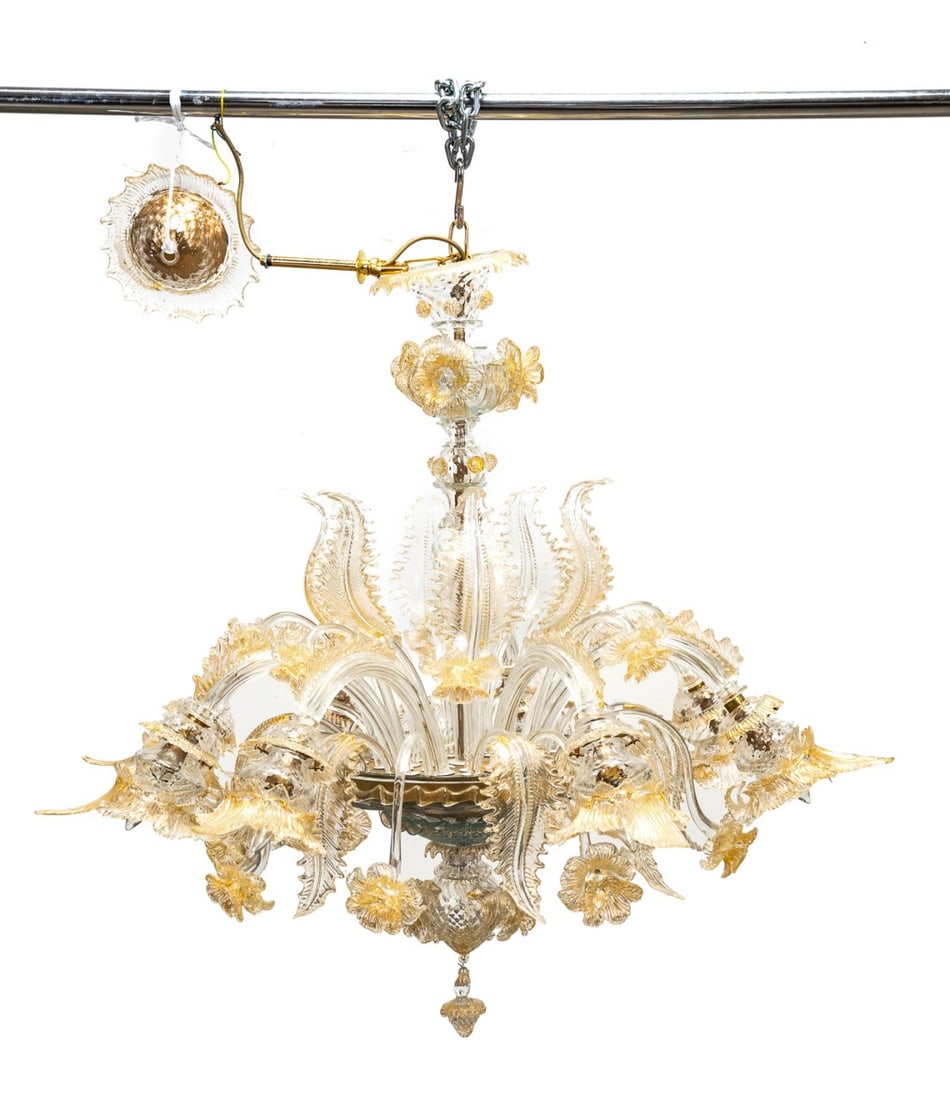 MURANO GLASS AVENTURINA 8-LIGHT CHANDELIER (1 of 6)