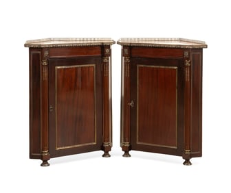 PAIR OF LOUIS XVI STYLE MAHOGANY ENCOIGNURES