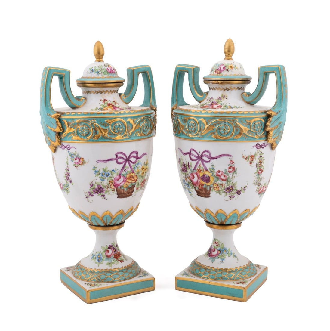 PAIR OF PORCELAINE DE PARIS LOUIS XVI STYLE URNS (1 of 8)