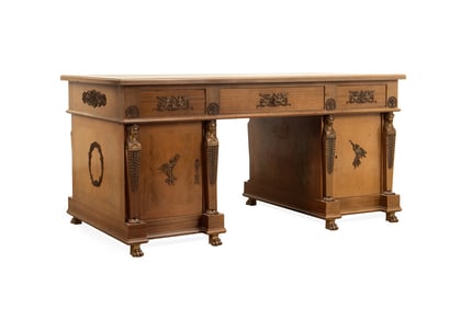 EMPIRE STYLE BRONZE MOUNTED MAHOGANY DESK