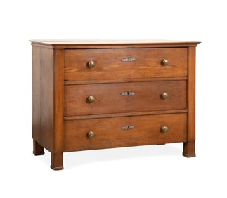 19TH FRENCH RESTORATION OAK 3-DRAWER COMMODE