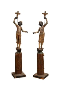 PAIR OF VENETIAN BLACKAMOOR TORCHIERE FIGURES
