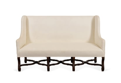 LOUIS XIII STYLE WHITE UPHOLSTERED SETTEE