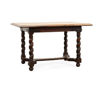 LOUIS XIII STYLE OAK BARELY TWIST LIBRARY TABLE