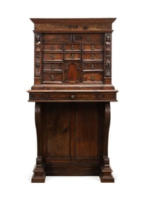 ITALIAN BAROQUE STYLE SPECIMEN CABINET ON STAND