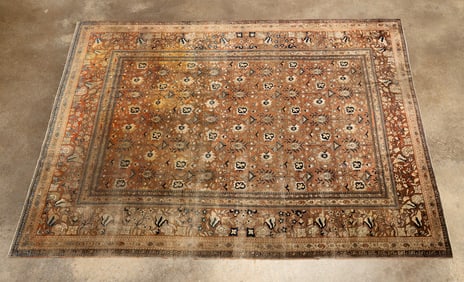 LARGE PERSIAN HAND-KNOTTED KASHAN RUG
