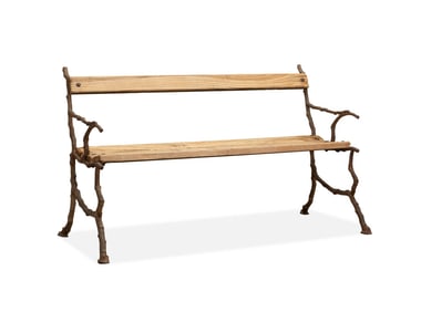 ANTIQUE FAUX BOIS WOOD & IRON OUTDOOR GARDEN BENCH