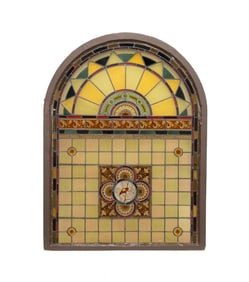 STAINED GLASS BIRD MOTIF WINDOW, C. 1890