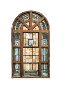 LARGE BEAUX ARTS STAINED GLASS WINDOW, C. 1910