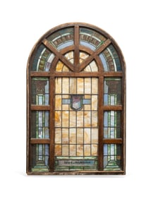 LARGE BEAUX ARTS STAINED GLASS WINDOW, C. 1910