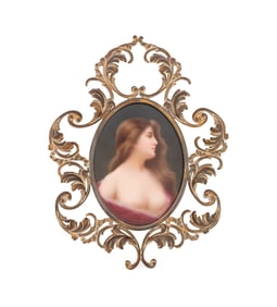 ANGELO ASTI, 'ODALISKE' PAINTED PORCELAIN PLAQUE