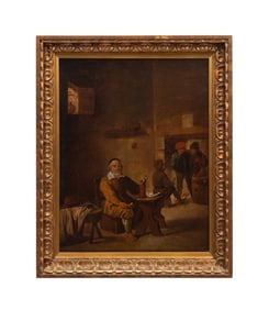 19TH C. TAVERN SCENE O/C, DAVID II TENIERS MANNER