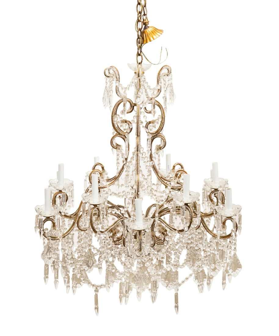 ITALIAN 12-LIGHT GILT AND CRYSTAL CHANDELIER (1 of 4)