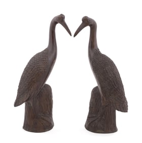 MAITLAND-SMITH, PAIR OF BRONZE CRANE FIGURES
