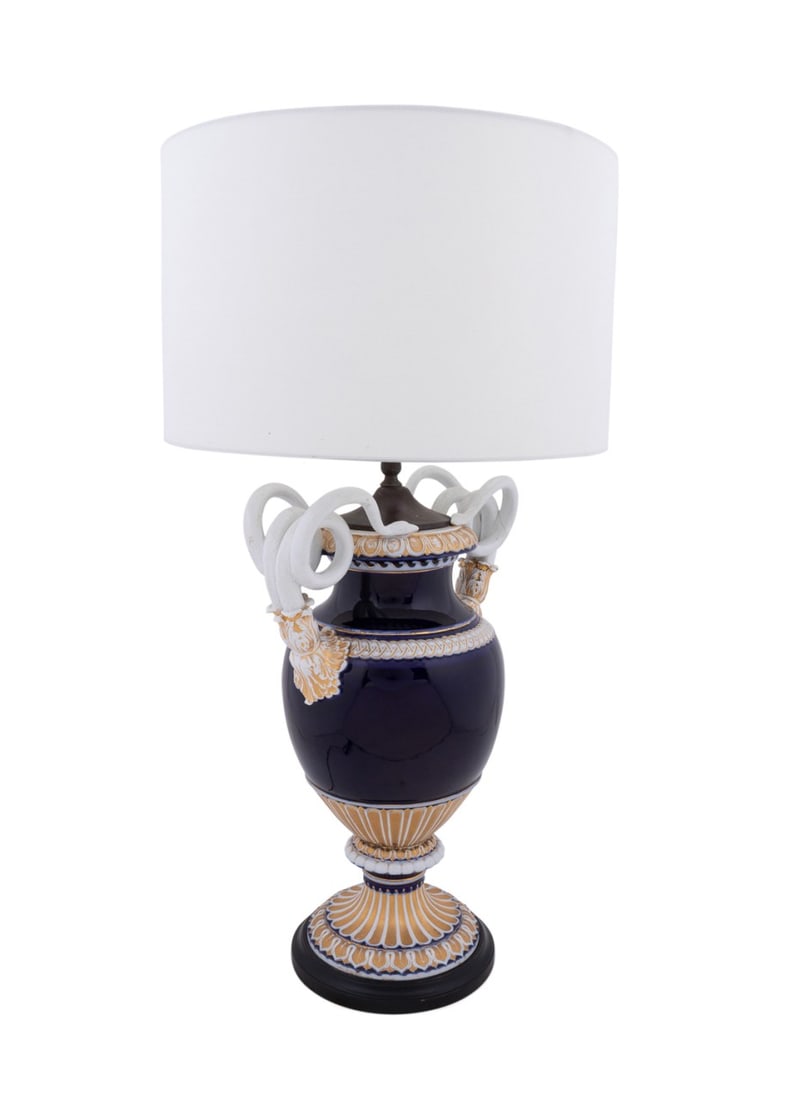 MEISSEN SERPENT HANDLE VASE MOUNTED AS A LAMP (1 of 7)