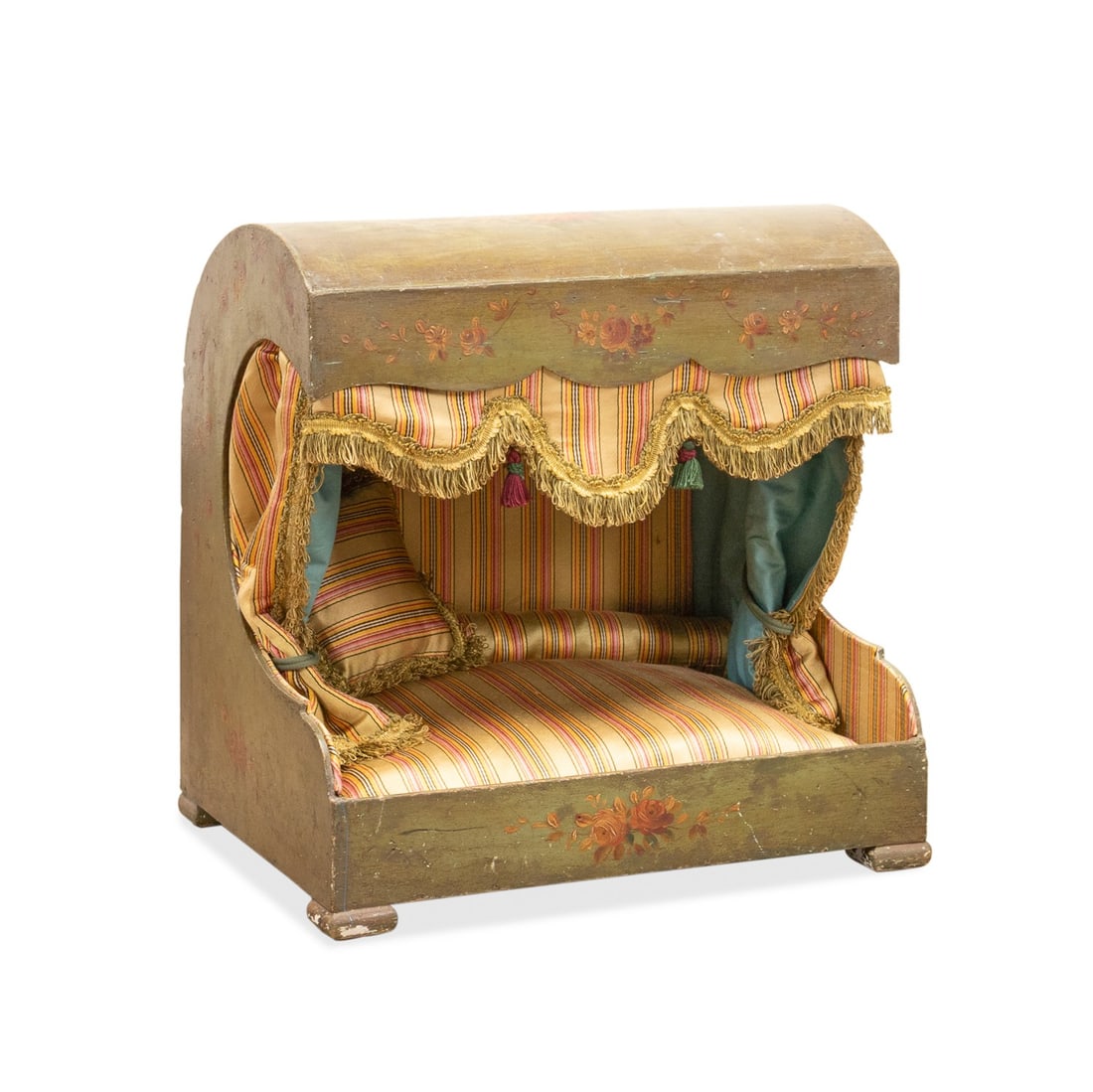 POLYCHROME PAINTED FLORAL PAINTED DOG BED (1 of 7)