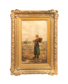 CONT. SCHOOL 19TH C. FISHERWOMAN PORTRAIT O/B
