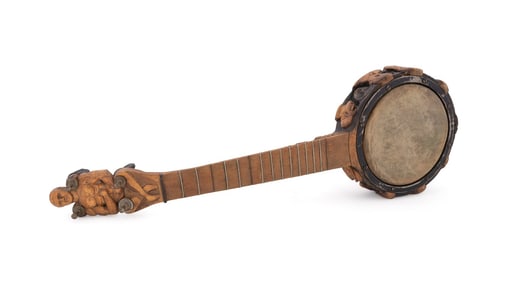 HAND-CARVED FOLK ART BANJO UKULELE W/ PRESIDENTS