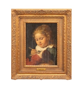 RUDOLF EPP, PORTRAIT OF A YOUNG LADY OIL PAINTING