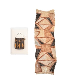 TWO AFRICAN DRC HAND WOVEN TEXTILES, ONE FRAMED