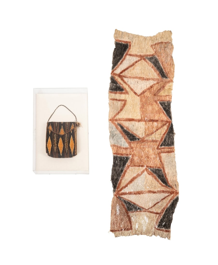 TWO AFRICAN DRC HAND WOVEN TEXTILES, ONE FRAMED (1 of 9)