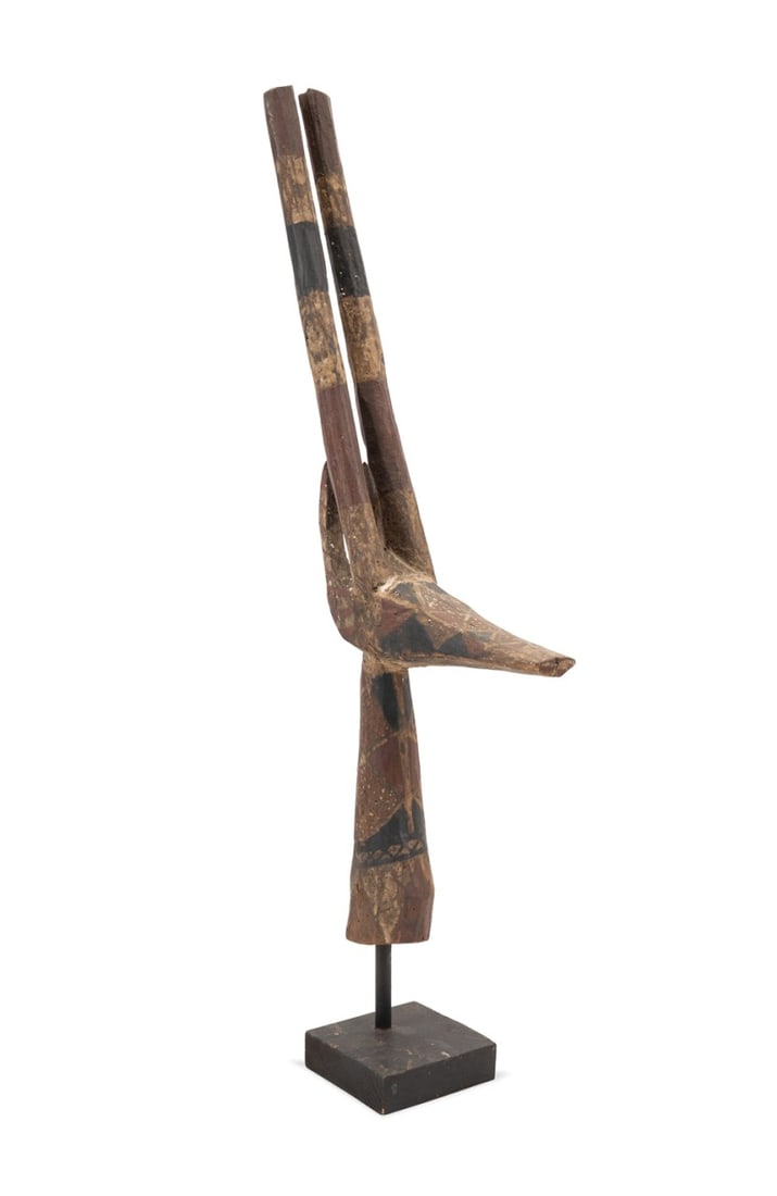 AFRICAN KURUMBA POLYCHROME ANTELOPE HEADDRESS MASK (1 of 6)