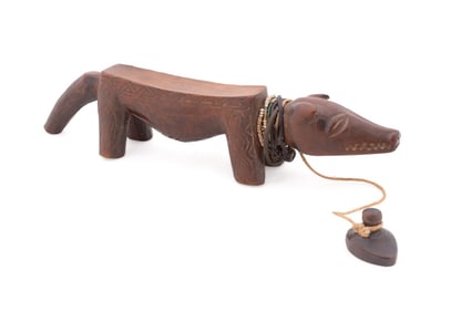 AFRICAN KUBA FRICTION ORACLE WOOD DOG FIGURE