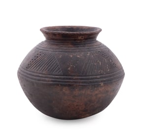 AFRICAN COTE D'IVOIRE DARK CERAMIC VESSEL / POT