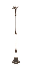 AFRICAN YORUBA IRON BIRD STAFF ON STAND