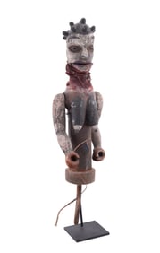 AFRICAN NIGERIA POLYCHROME FEMALE WOOD PUPPET