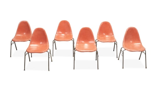 CHROMCRAFT, SET, 6 FIBERGLASS SHELL CHAIRS