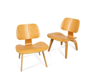 EAMES FOR HERMAN MILLER, PAIR OF LCW LOUNGE CHAIRS
