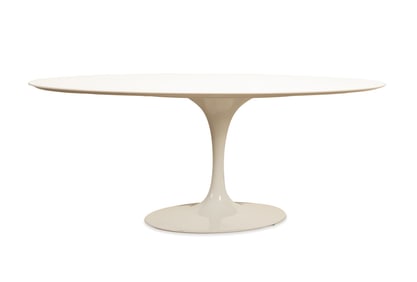 KNOLL WHITE 'TULIP' OVAL DINING TABLE, 78?