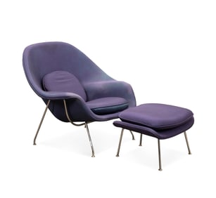 EERO SAARINEN FOR KNOLL, 'WOMB' CHAIR & OTTOMAN